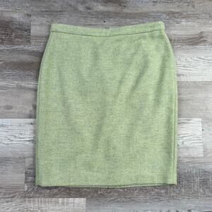 NWT Pure Collection Mint Wool Herringbone Pencil Skirt Quiet Luxury Size 14